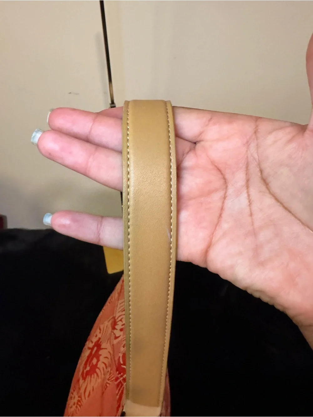 Anne Klein Coral Pattern Shoulder Bag with Tan Straps